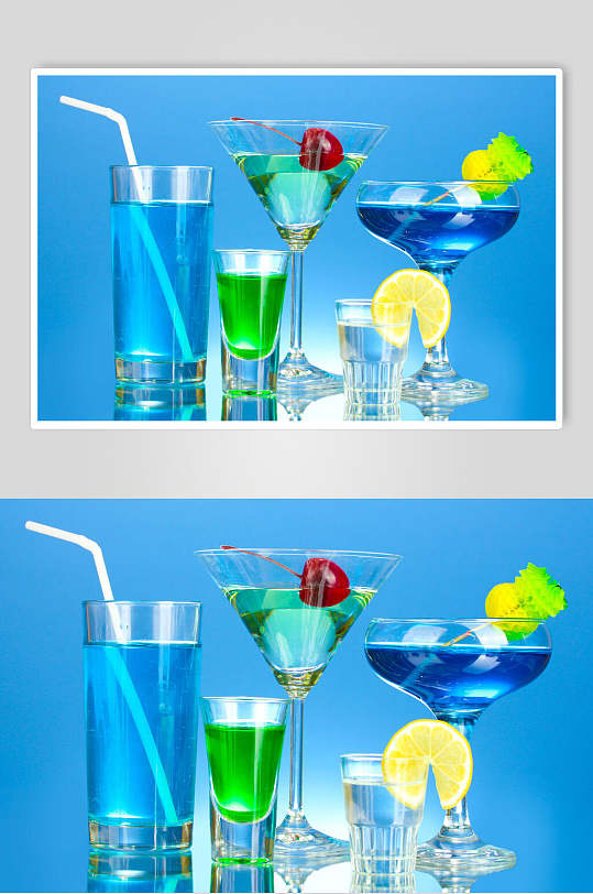 清新蓝色果汁饮料摄影图