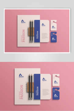粉色铅笔时尚办公品牌VI设计样机