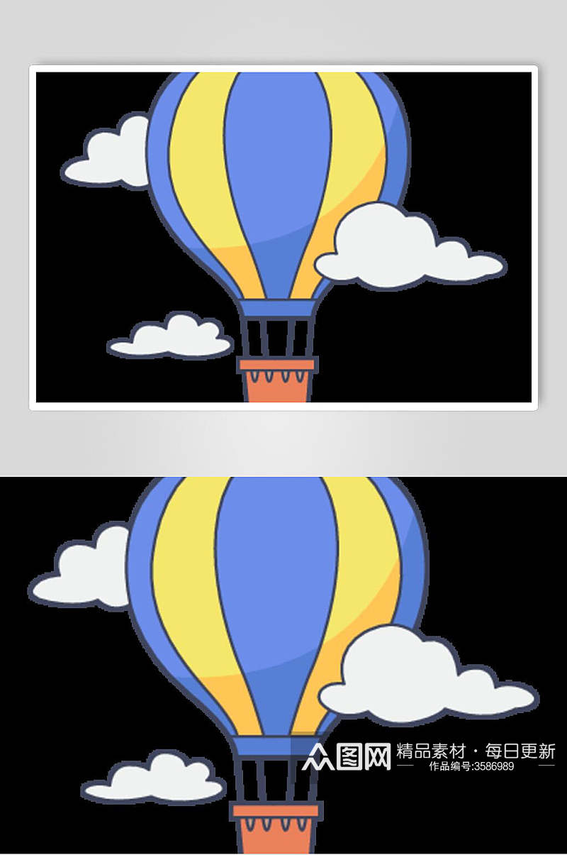 人物场景热气球插画矢量素材素材