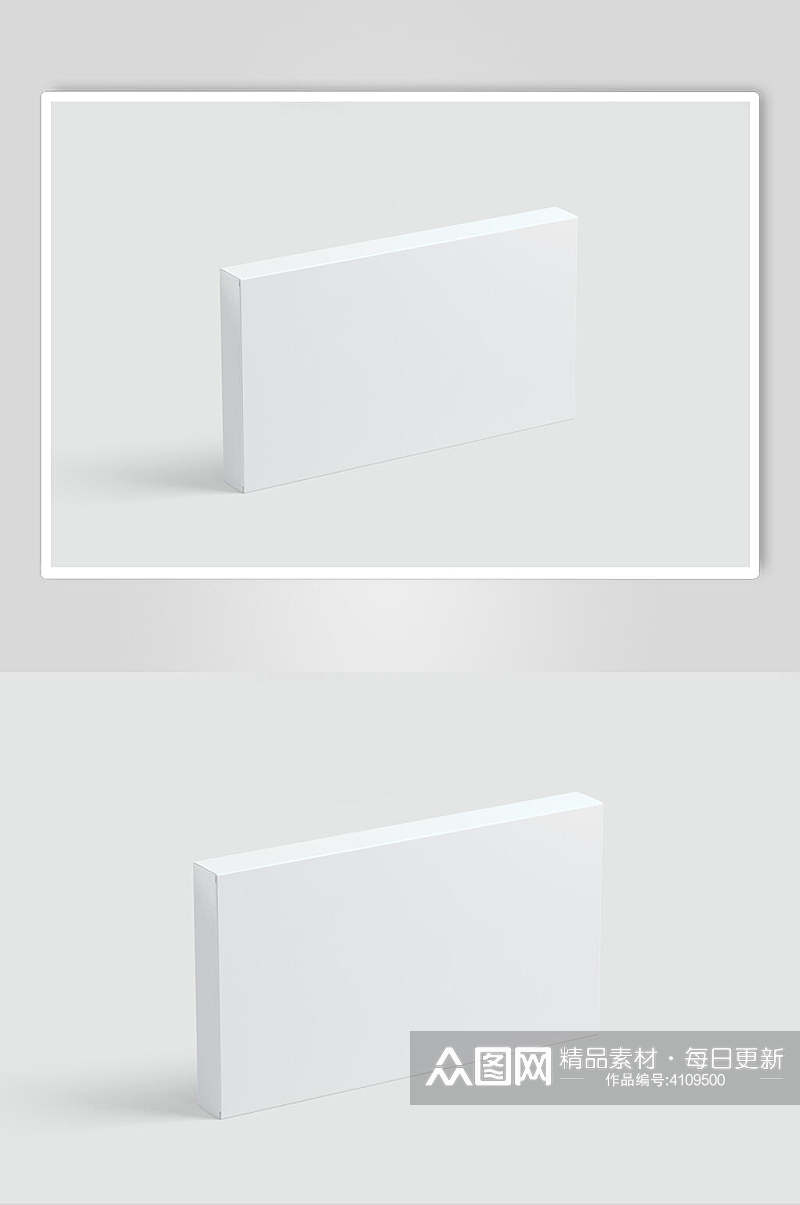 立体长方形纯白背景墙纸盒样机素材素材