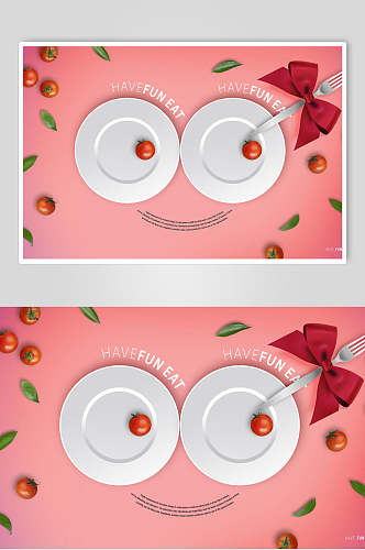 粉色西红柿美食料理海报