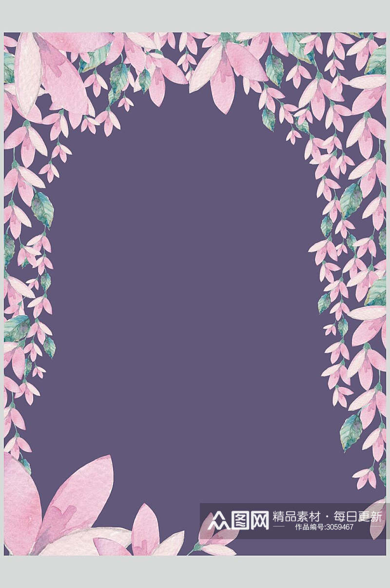 粉蓝色女性花卉装扮插画素材素材