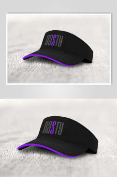 缝隙英文字母帽檐紫黑色棒球帽样机
