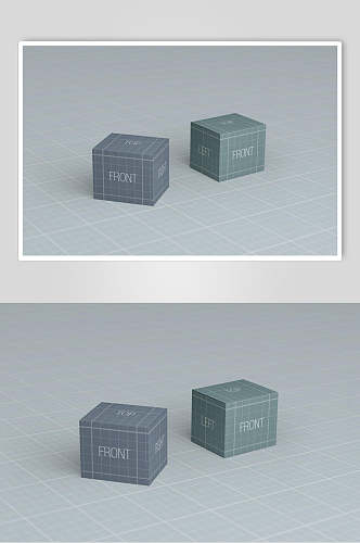 立体方块方格线条英文字母纸盒样机