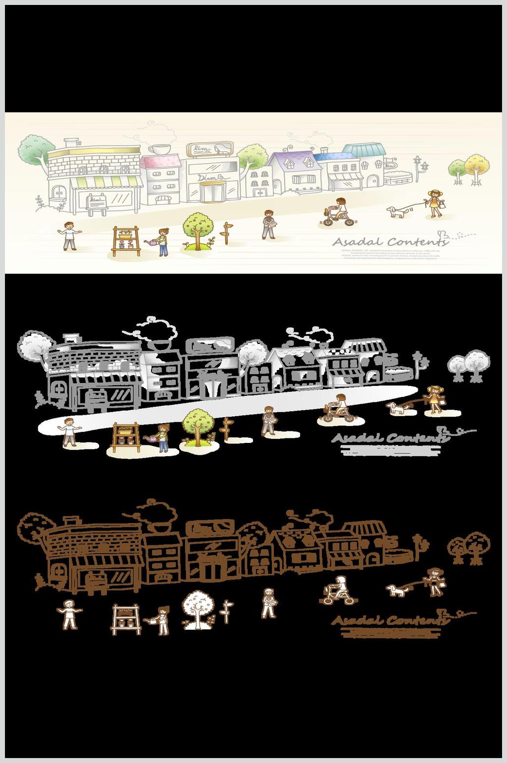 极简小清新城市建筑自然风光插画矢量素材素材