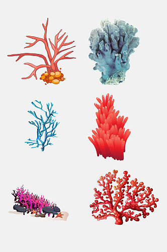 炫彩卡通珊瑚免抠素材