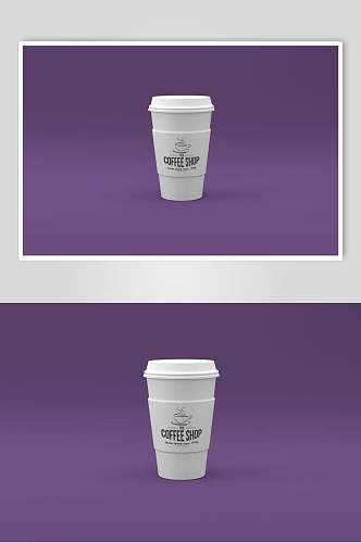 紫色杯子立体创意咖啡系列包装样机