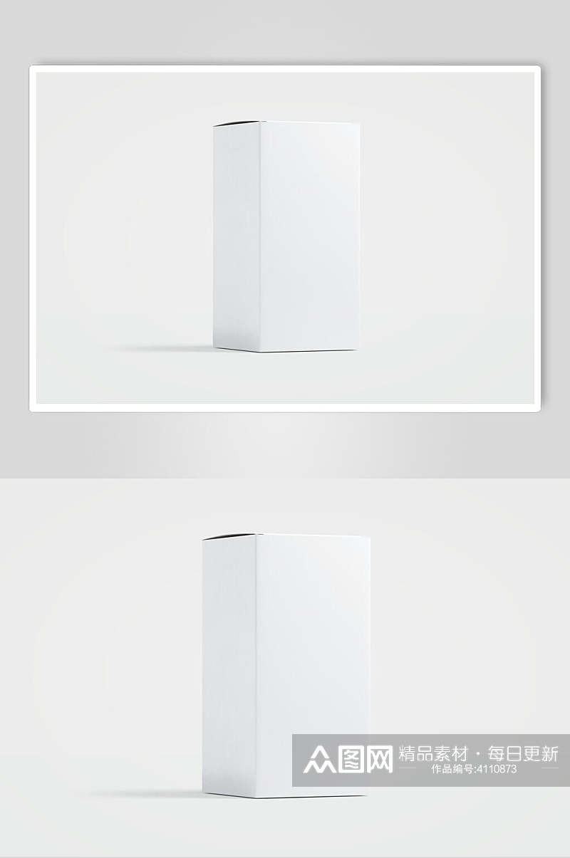 立体方形斜立纯白色简约风纸盒样机素材