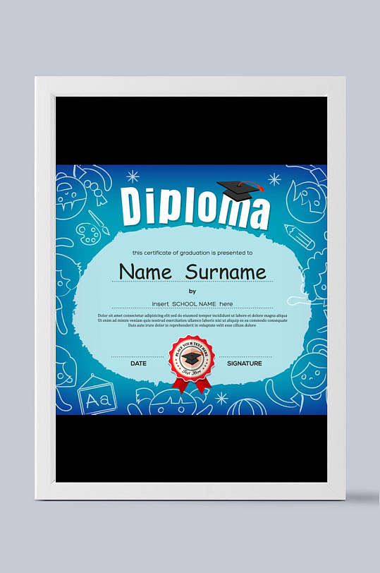 漫画英文卡通幼儿园证书