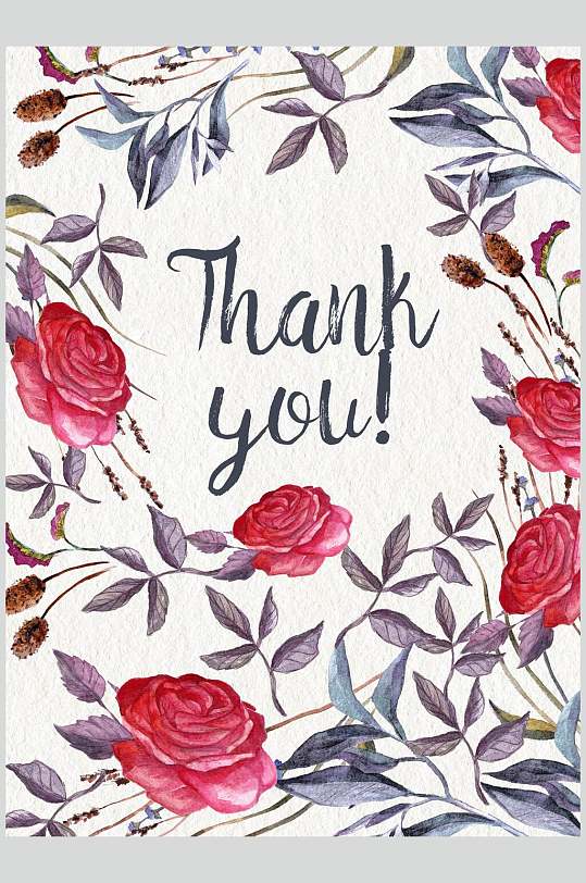 彩铅手绘英文字母谢谢动植物插画素材