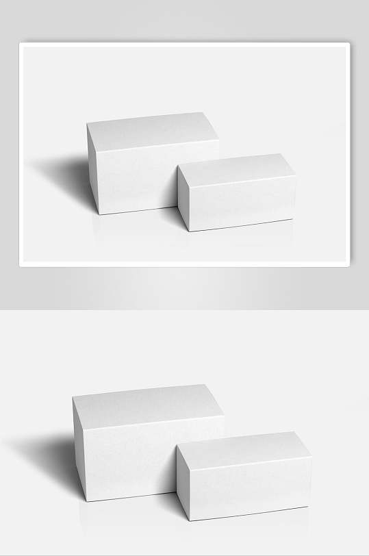 立体方块阴影白包装盒白底排列样机