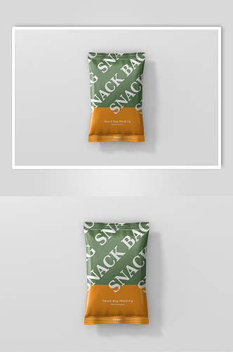 时尚绿黄创意大气食品零食包装样机