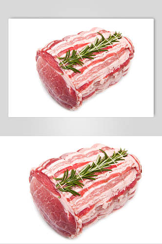 白底猪肉肉类摄影图