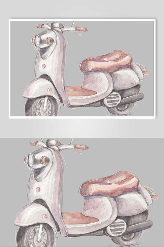 手绘电动自行车素材