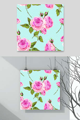 粉蓝色创意唯美森系风水彩花卉婚礼卡片背景矢量设计素材
