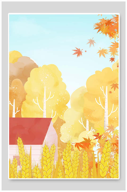 时尚手绘唯美高端大气秋天海报背景