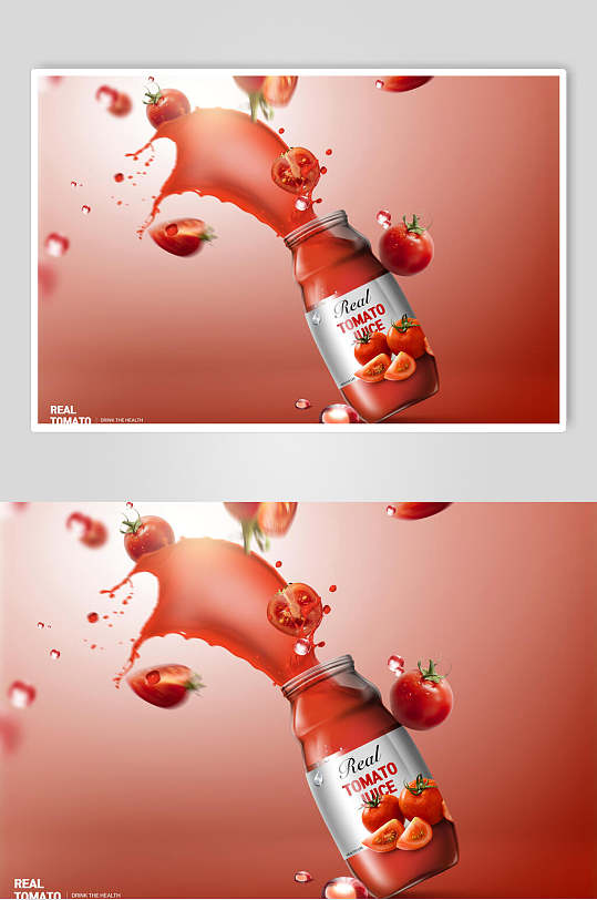 红色西红柿果汁饮料广告素材