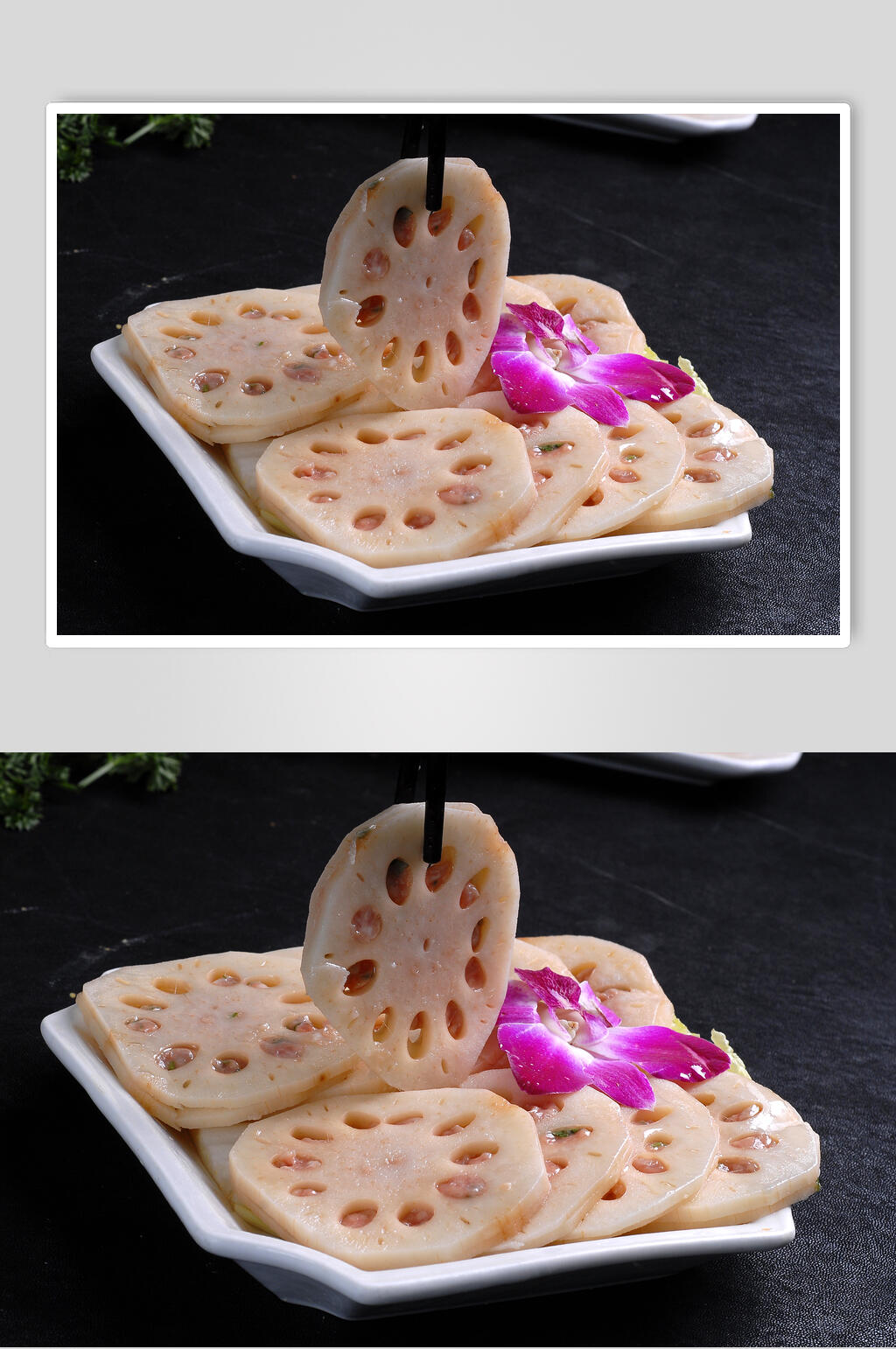 特色菜脆藕牛肉摄影图素材