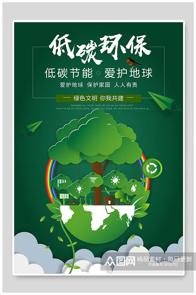 环保保护环境绿色低碳出行海报素材