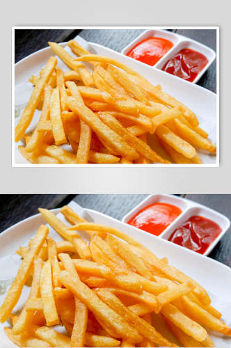 小吃番茄酱薯条汉堡食物图片