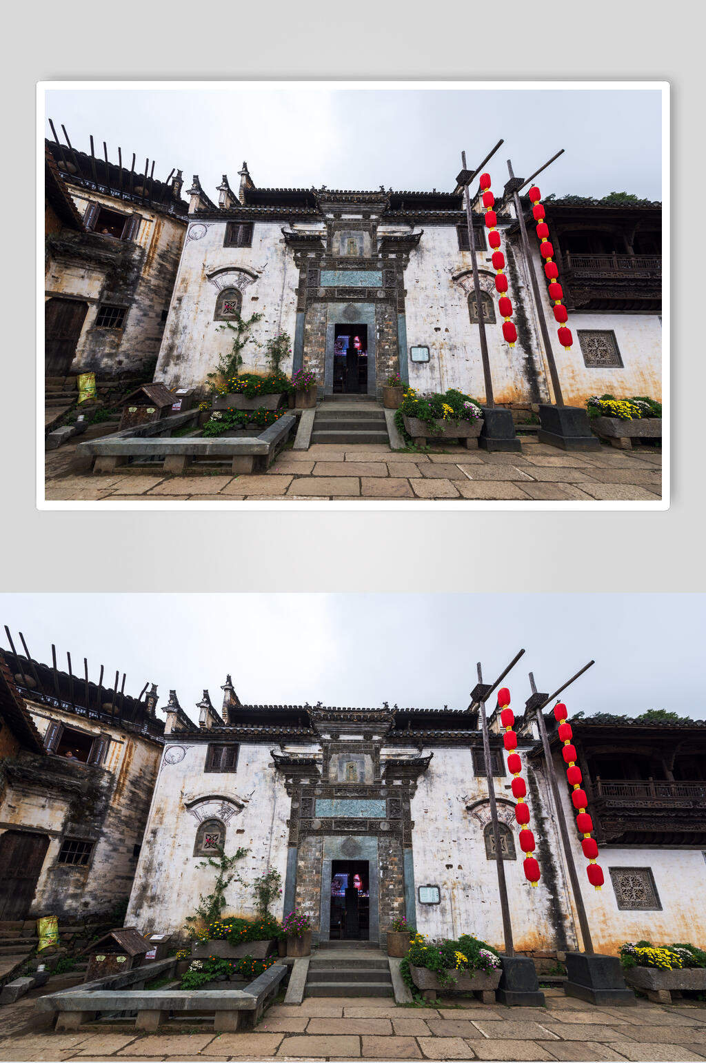 高端大气古镇婺源油菜花图片素材