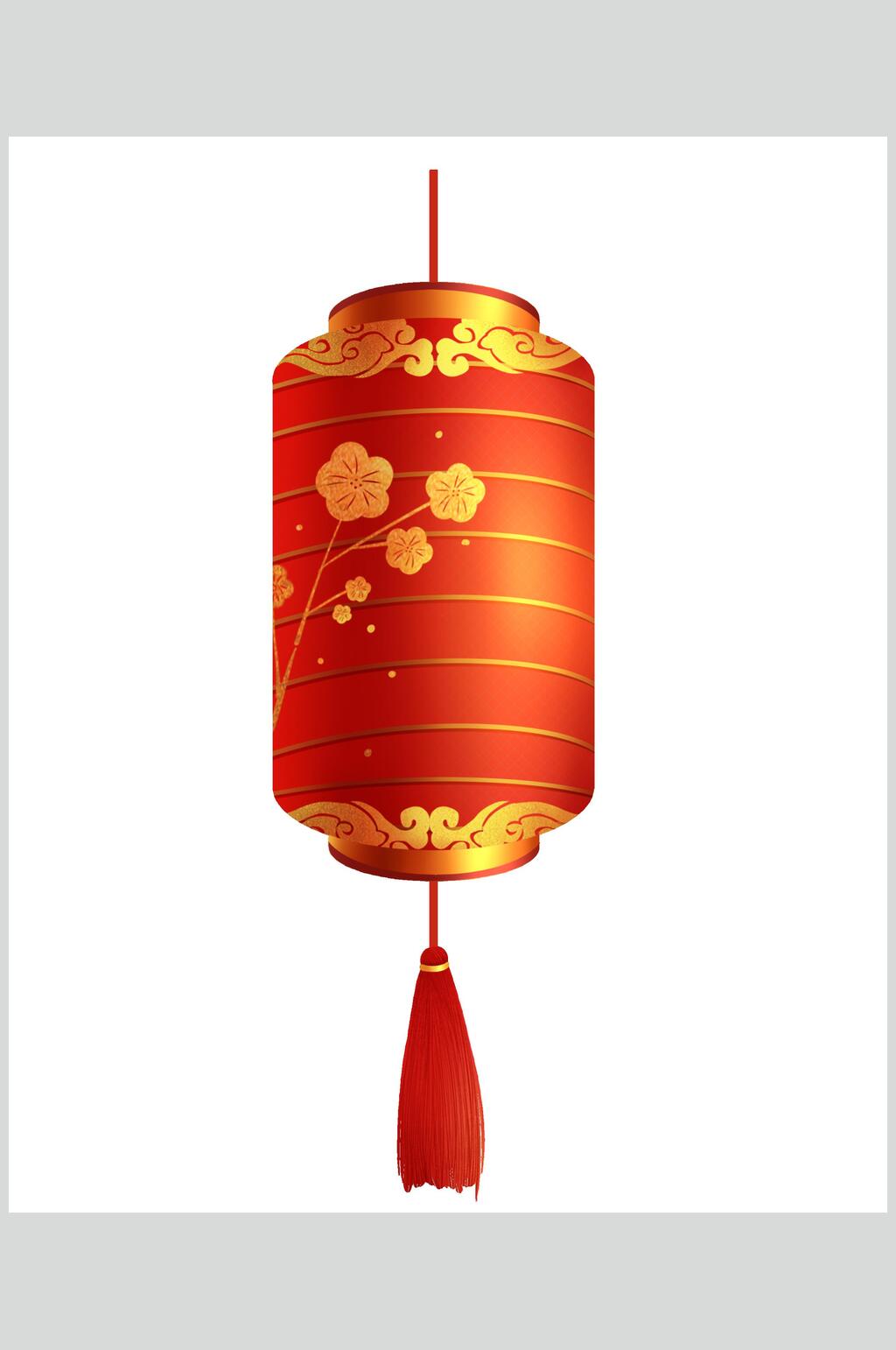 极简花卉灯笼春节热闹电商素材素材