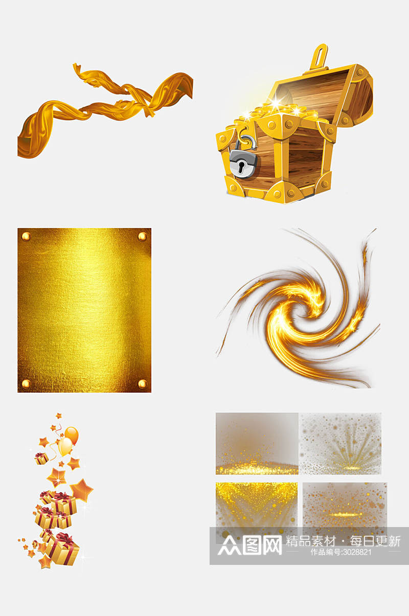特效金色光影黄金物体免抠素材素材