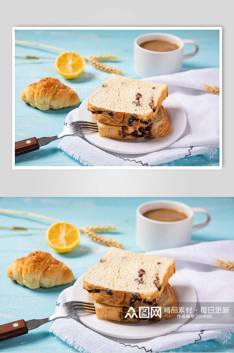 清新咖啡早餐烘焙面包摄影图片素材