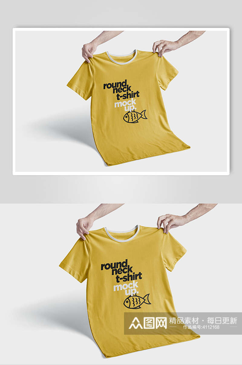 黄色创意服装T恤样机素材
