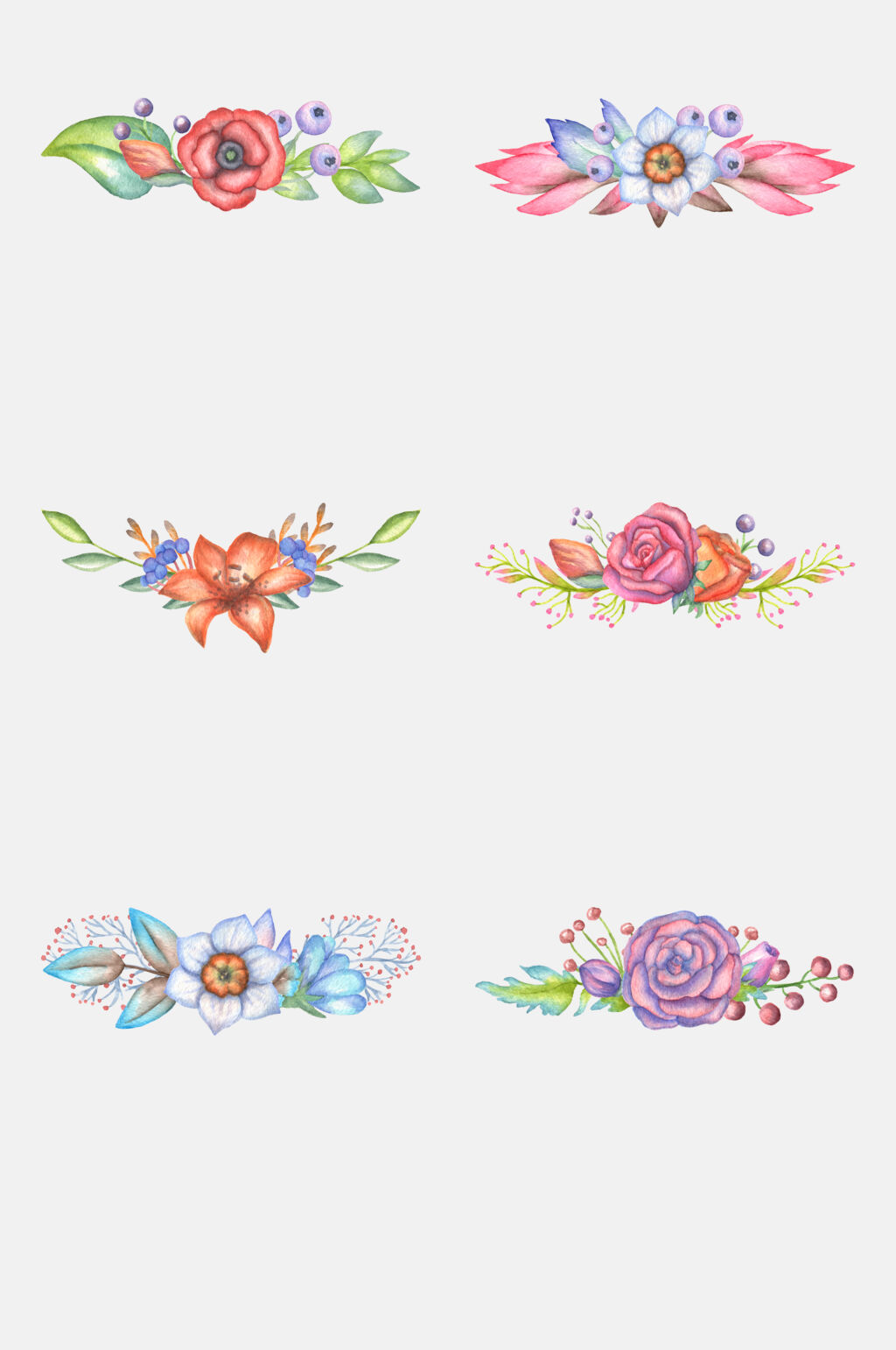 水彩鲜花花环桂冠免抠素材素材