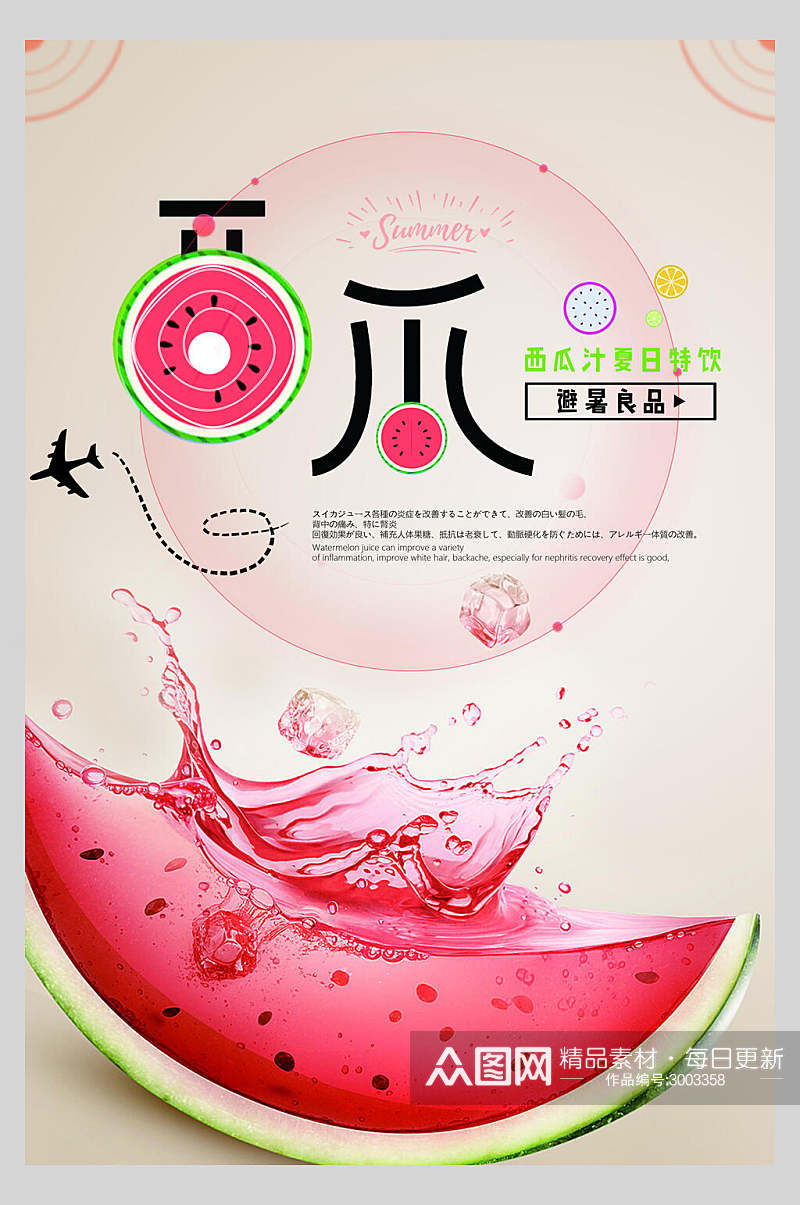 创意美味西瓜水果店超市广告促销海报素材