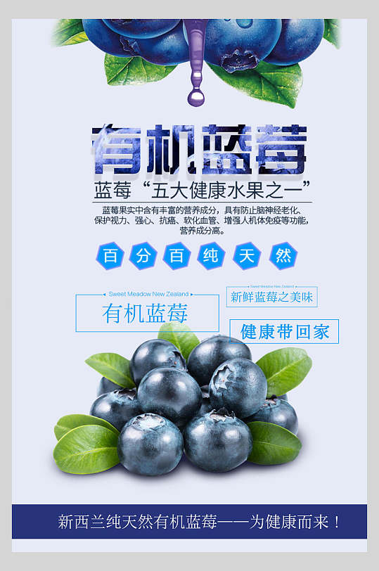 健康有机蓝莓水果店超市广告促销海报