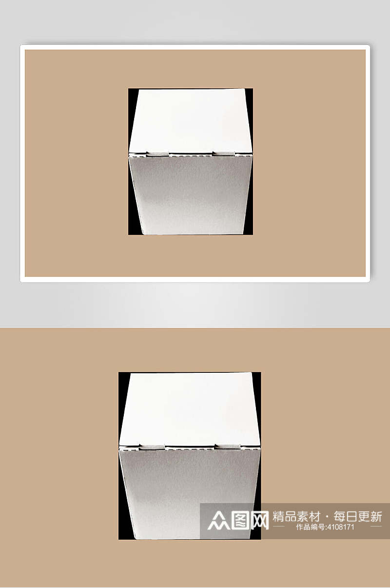 硬壳木纸板镂空设计棕纸箱包装样机素材