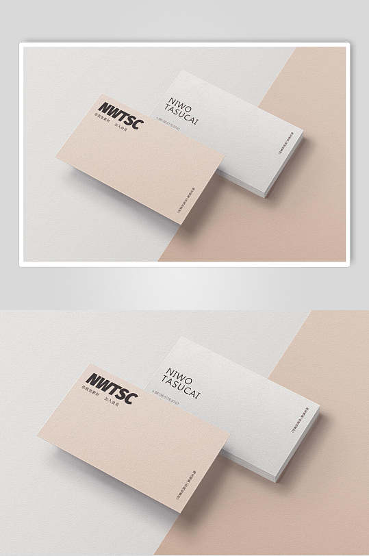 简约商务时尚展示浅色名片样机