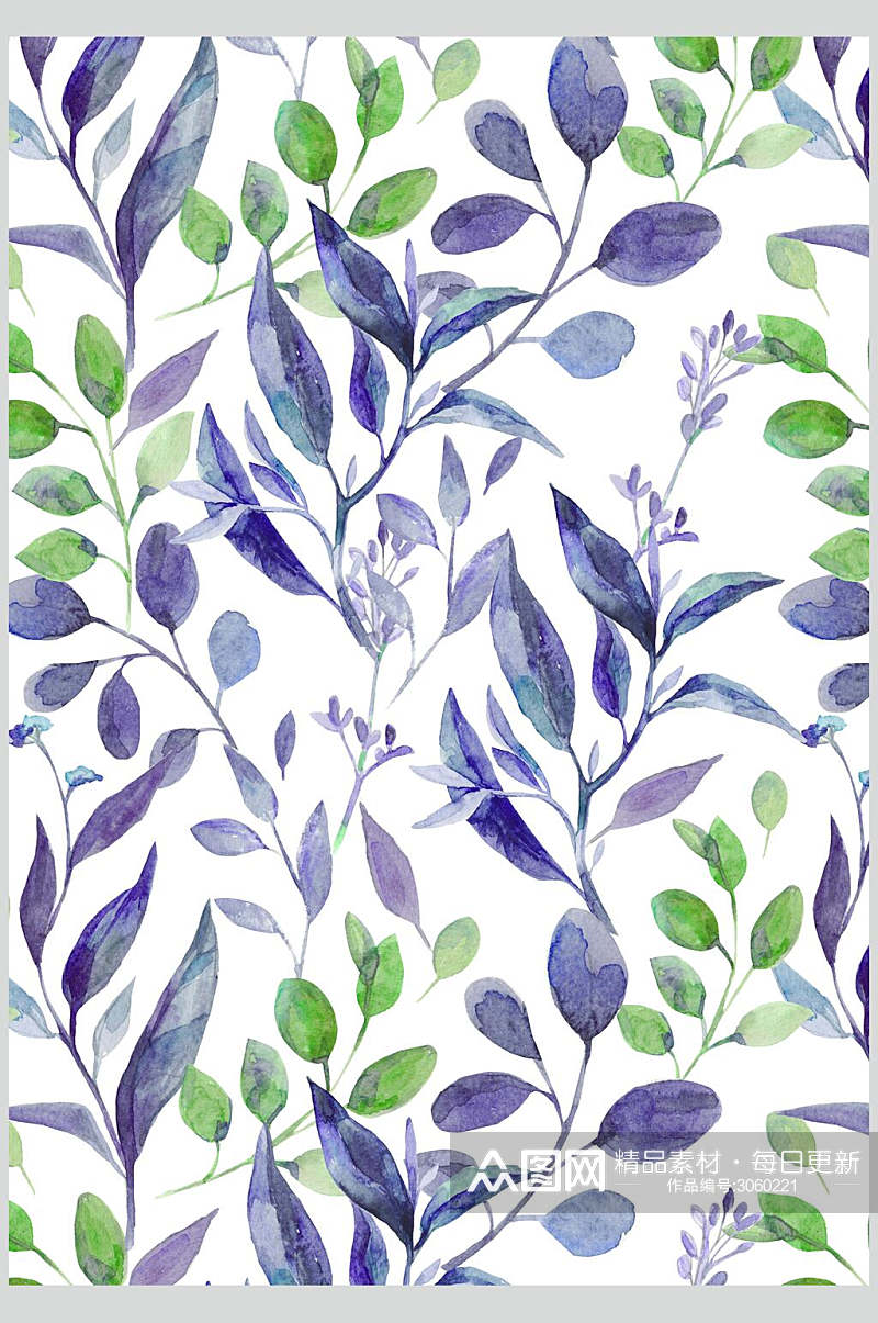 水彩紫色花卉植物矢量素材素材