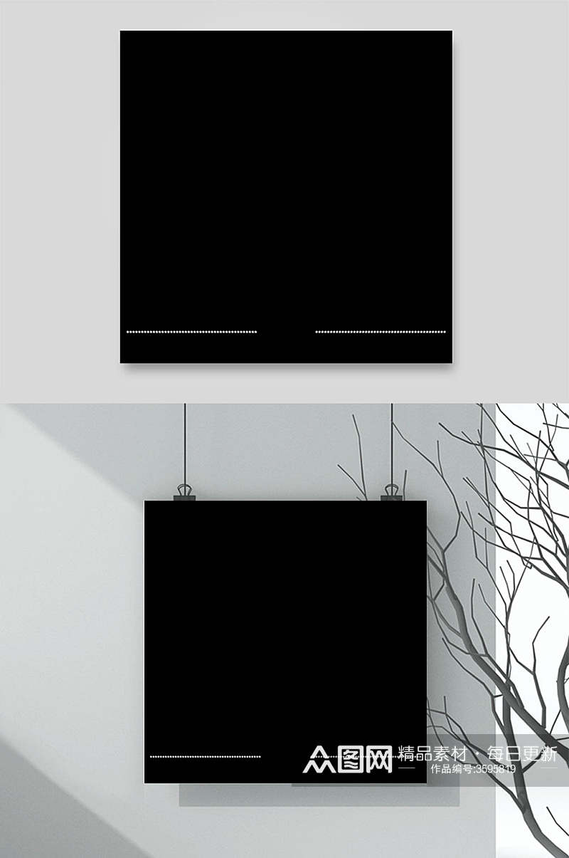 黑白简约线条装饰边框矢量素材素材