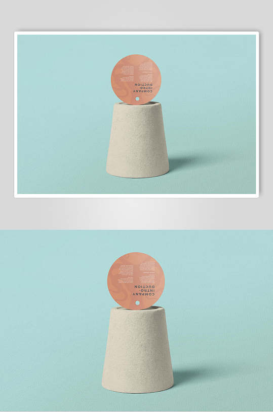 圆形立体梯形清新绿背景杯垫贴图样机