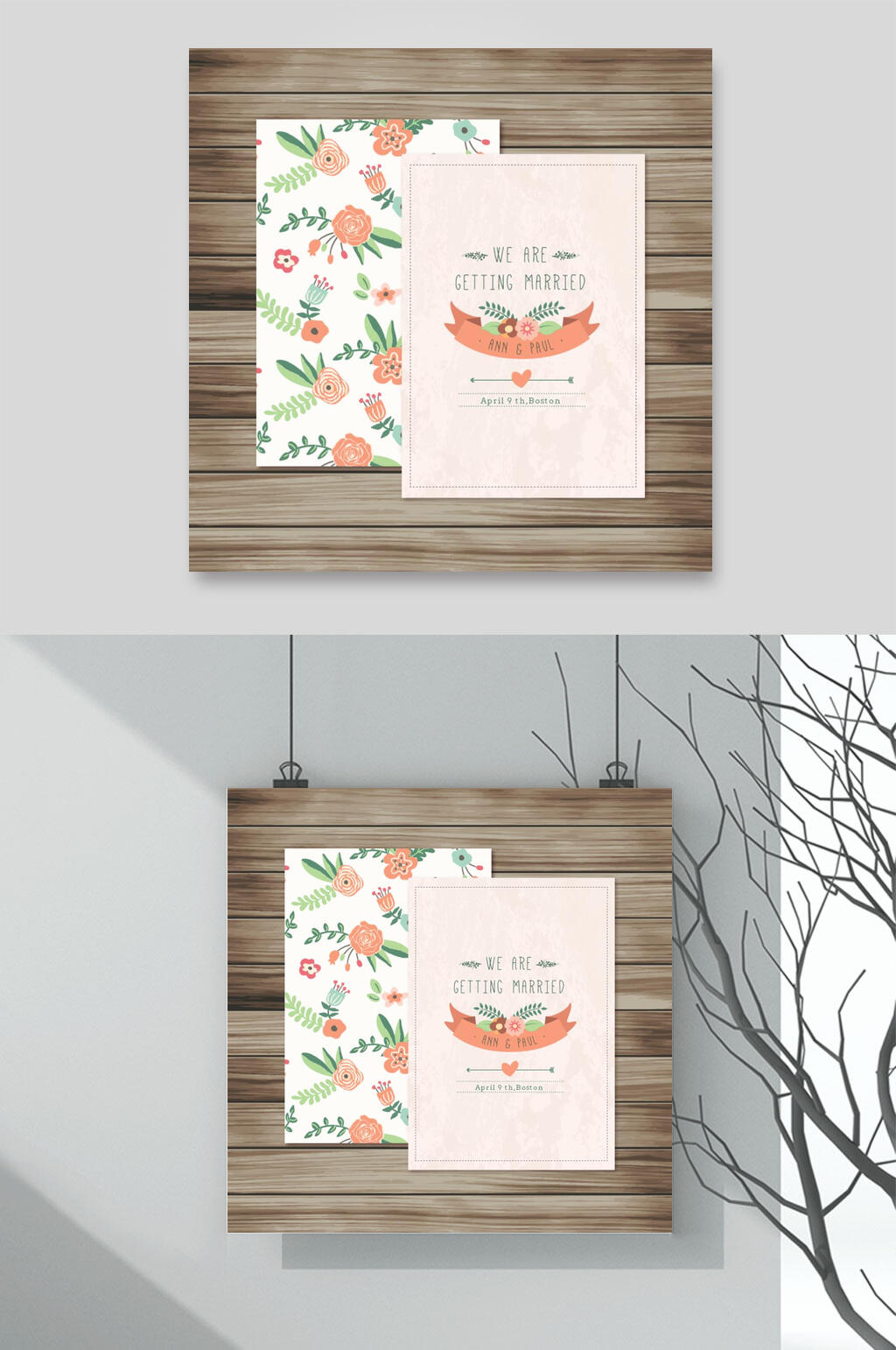 大气鲜花花卉主题请柬矢量素材素材