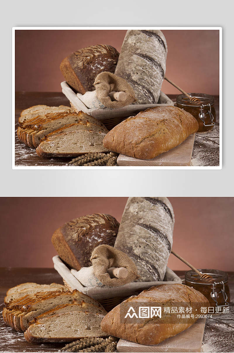 飘香早餐全麦面包食物摄影图片素材