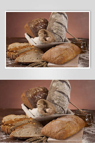 飘香早餐全麦面包食物摄影图片
