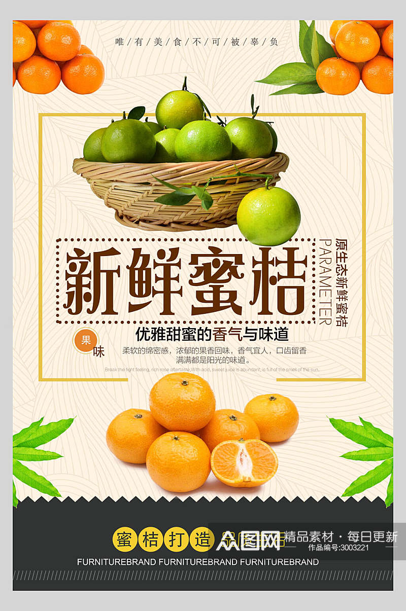 清新新鲜蜜桔水果宣传海报素材