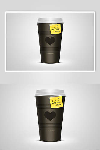 爱心黑色立体创意咖啡系列包装样机