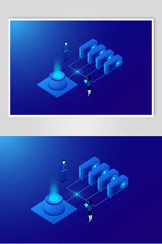 蓝色极简数据科技风矢量素材