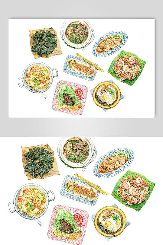 清新创意水彩美食菜品图片