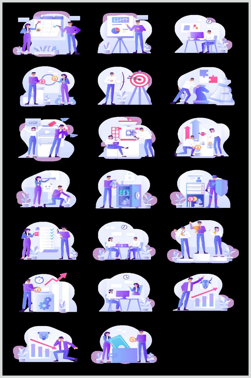 紫色商务插画图标矢量素材素材