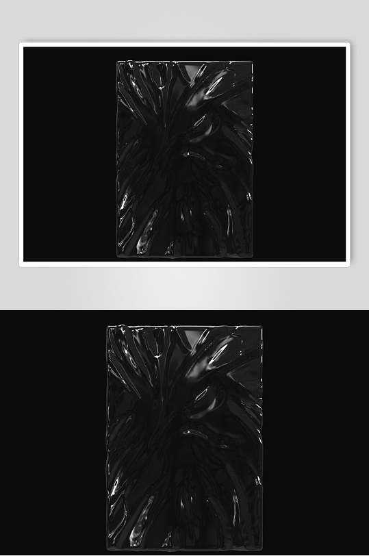 折痕透明材质黑背景热缩袋塑料样机