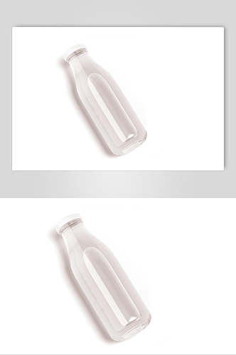 透明塑料立体斜立白牛奶玻璃瓶样机
