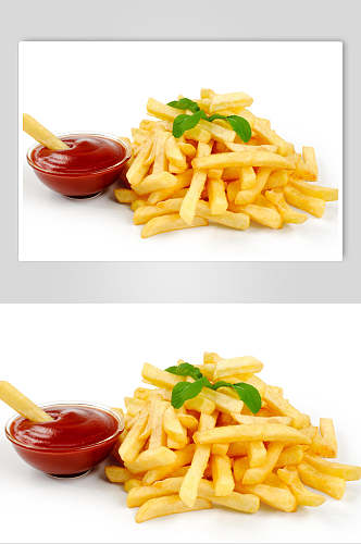 清新番茄酱薯条汉堡食物图片