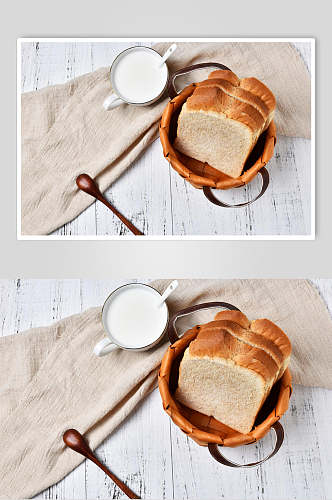 牛奶方包烘焙面包食品高清图片