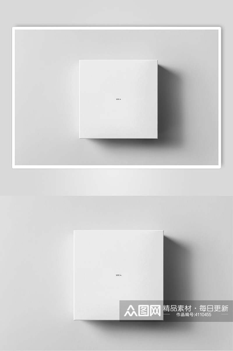 阴影灰白简约创意大气纸盒方盒样机素材